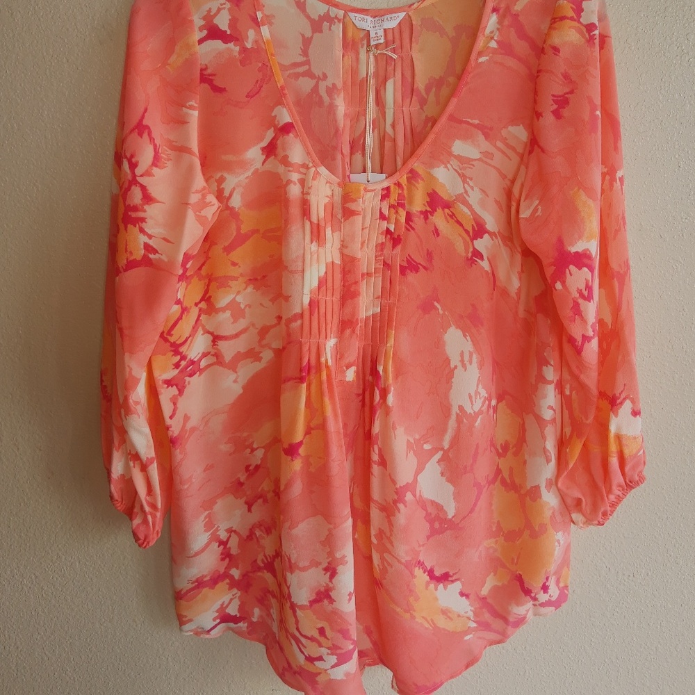 Women's Tori Richard Blouse--Hawaiian Salt, Women's size 6
